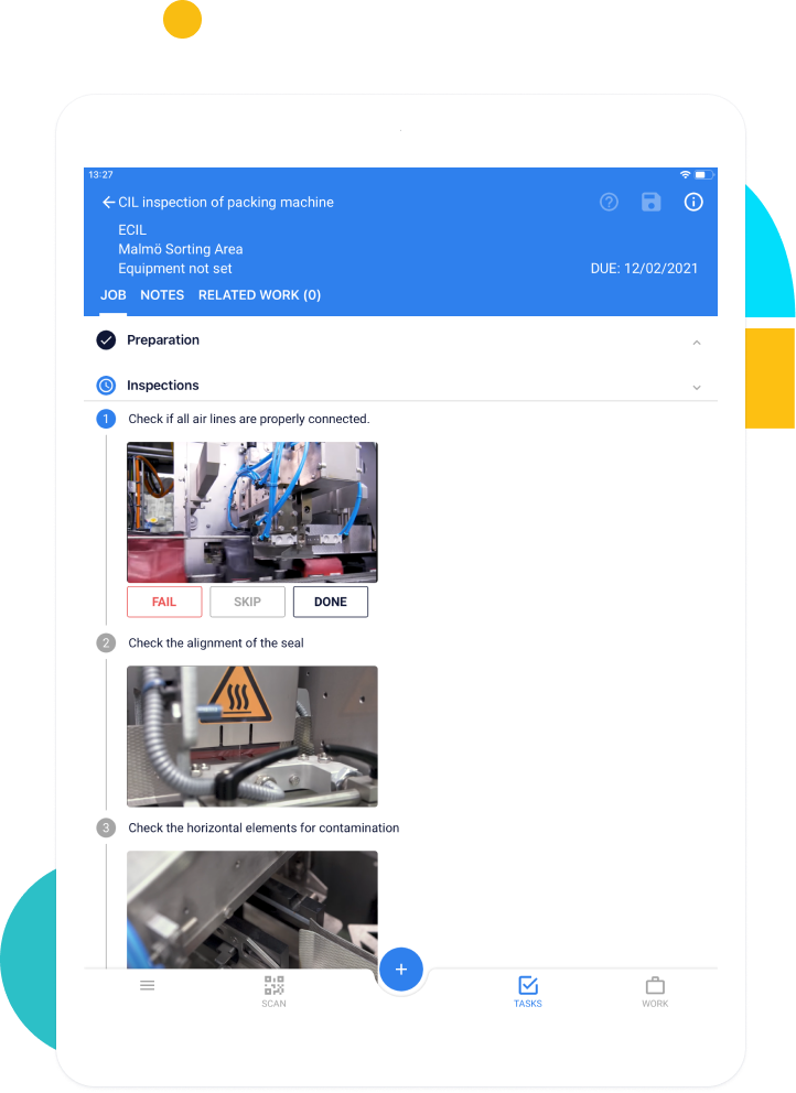 TPM strategy: Screenshot of how to manage your cleaning, inspection and lubrication (CIL) tasks via mobile