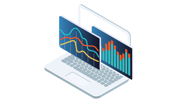 Factory OEE laptop dashboard illustration