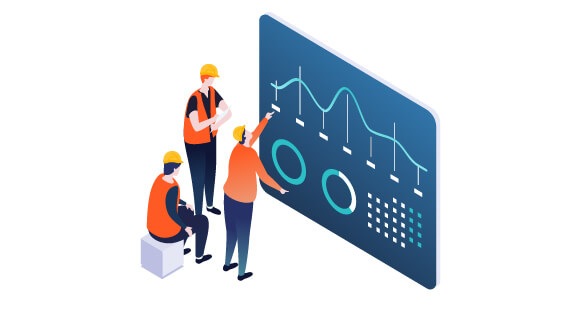 World class OEE - dashboard illustration with 3 operators