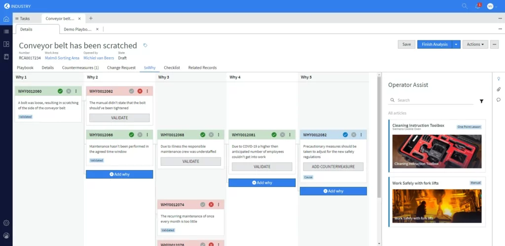 4Industry Elgon release: RCA management feature with new tab structure and Playbook tab