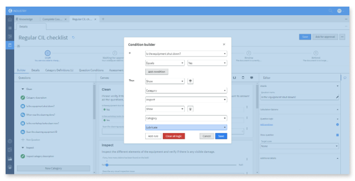 Connected worker platform assessment conditional question type